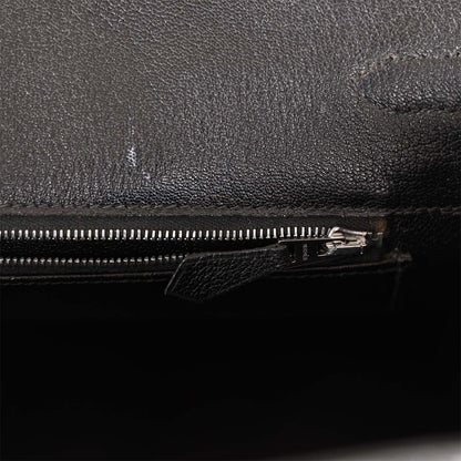 Hermes Birkin 35 Black Shiny Porosus Crocodile Palladium Hardware