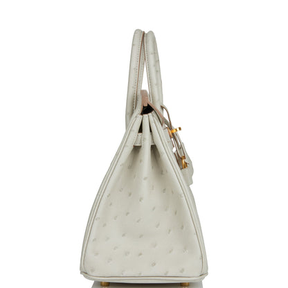 Hermes Birkin 25 Gris Perle Ostrich Gold Hardware