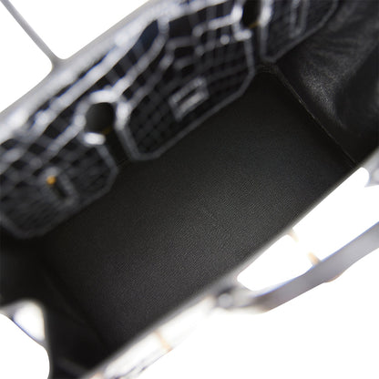 Hermes Birkin 30 Black Shiny Niloticus Crocodile Gold Hardware