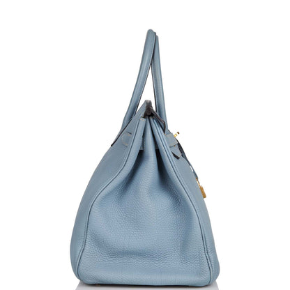 Hermes Birkin 35 Bleu Lin Togo Gold Hardware