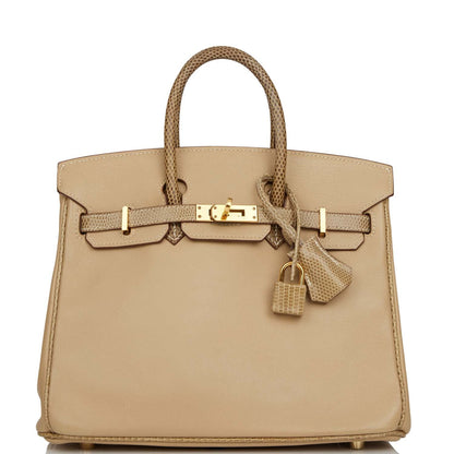 Hermes Birkin 25 Ficelle Lizard and Argyle Swift Gold Hardware