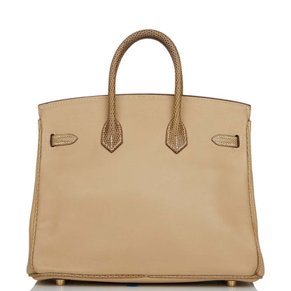 Hermes Birkin 25 Ficelle Lizard and Argyle Swift Gold Hardware