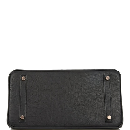Hermes Birkin 30 Black Ostrich Rose Gold Hardware