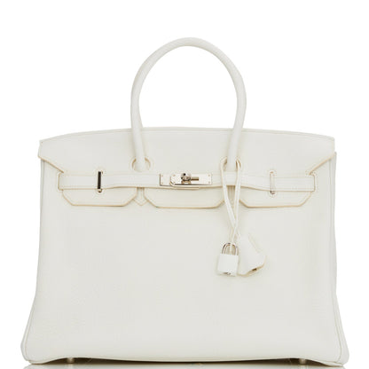 Hermes Birkin 35 White Clemence Palladium Hardware