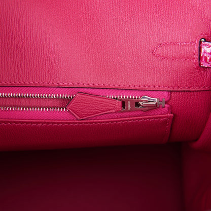 Hermes Birkin 25 Rose Mexico Shiny Porosus Crocodile Palladium Hardware