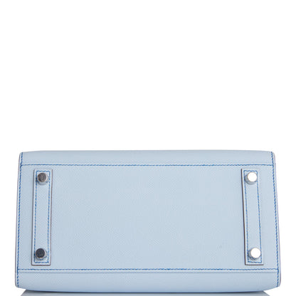 Hermes Birkin 25 Sellier Bleu Brume and Bleu Zellige Epsom Brushed Palladium Hardware