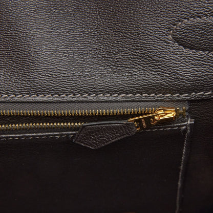 Hermes Birkin 35 Graphite Shiny Porosus Crocodile Gold Hardware