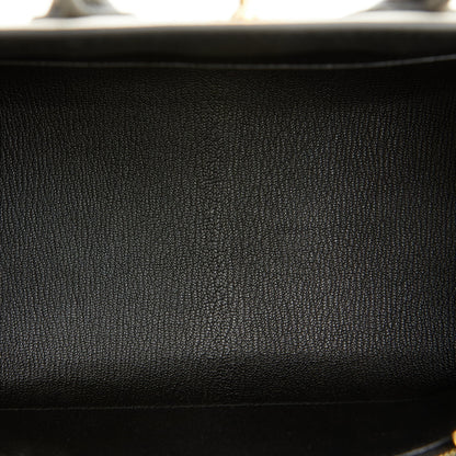 Hermes Birkin 25 Sellier Craie and Black Epsom Gold Hardware