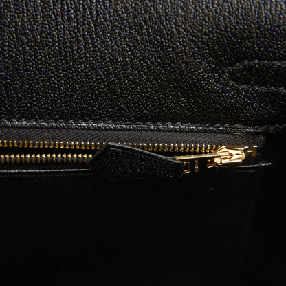 Hermes Birkin 25 Sellier Craie and Black Epsom Gold Hardware