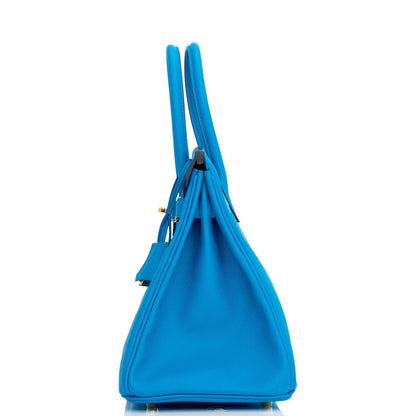 Hermes Birkin 30 Bleu Frida Epsom Gold Hardware