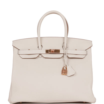 Hermes Birkin 35 Craie Togo Rose Gold Hardware