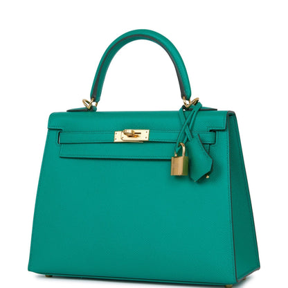 Hermes Kelly 25 Sellier Vert Jade Epsom Gold Hardware