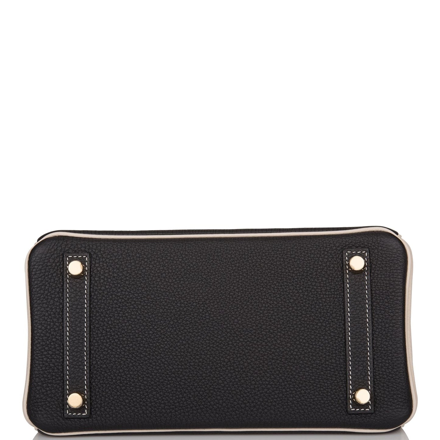 Hermes Birkin 25 Black and Craie Togo Brushed Gold Hardware