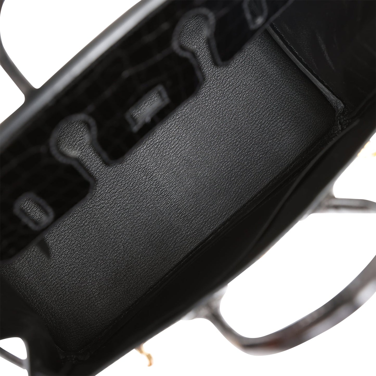 Hermes Birkin 25 Black Shiny Porosus Crocodile Gold Hardware