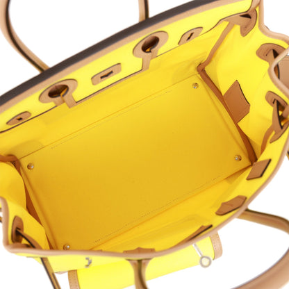 Hermes Birkin 35 Cargo Jaune Citron Toile and Chai Swift Palladium Hardware
