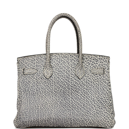 Hermes Vintage Birkin 30 White Dalmatian Buffalo Gold Hardware