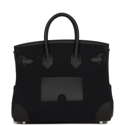 Hermes Birkin 25 Cargo Black Swift and Toile Canvas Palladium Hardware
