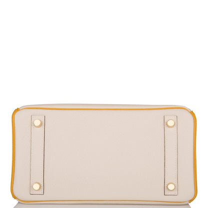 Hermes Special Order (HSS) Birkin 25 Craie and Jaune Ambre Togo Brushed Gold Hardware