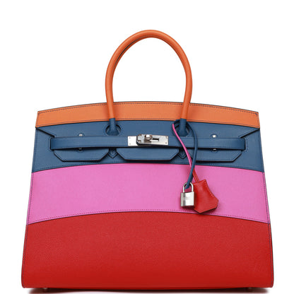 Hermes Birkin 35 Sellier Rainbow Epsom Palladium Hardware