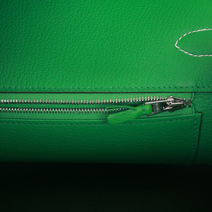 Hermes Grizzly Ghillies Birkin 35 Vert de Gris, Bambou and Taupe Doblis Palladium Hardware