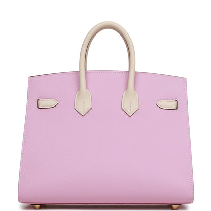 Hermes Birkin 25 Sellier Mauve Sylvestre and Craie Epsom Rose Gold Hardware