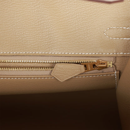 Hermes Birkin 25 Sellier Craie and Trench Epsom Permabrass Hardware