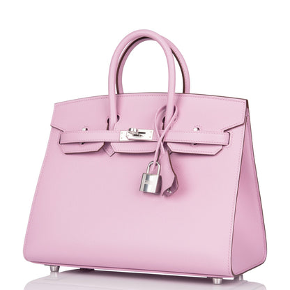 Hermes Birkin 25 Sellier Mauve Sylvestre Epsom Palladium Hardware