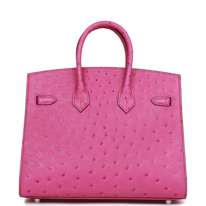 Hermes Birkin 25 Sellier Rose Pourpre Ostrich Palladium Hardware
