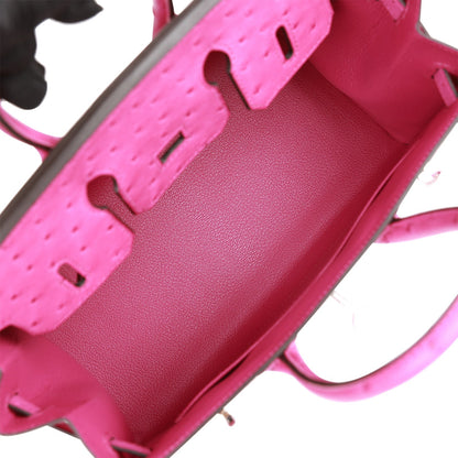 Hermes Birkin 25 Sellier Rose Pourpre Ostrich Palladium Hardware