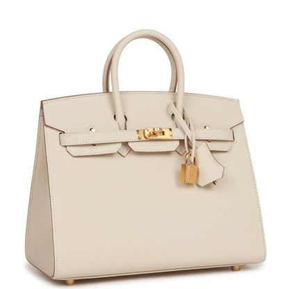 Hermes Birkin 25 Sellier Craie Epsom Gold Hardware