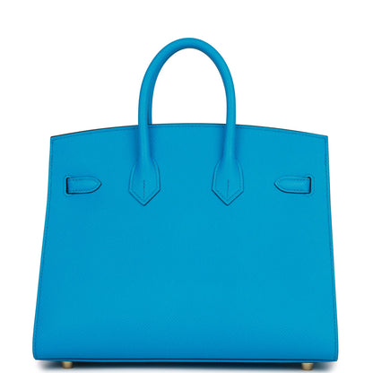 Hermes Birkin 25 Sellier Bleu Frida Epsom Gold Hardware