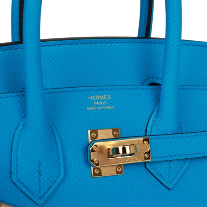 Hermes Birkin 25 Sellier Bleu Frida Epsom Gold Hardware
