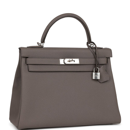 Hermes Kelly 32 Retourne Etain Togo Palladium Hardware