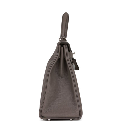 Hermes Kelly 32 Retourne Etain Togo Palladium Hardware