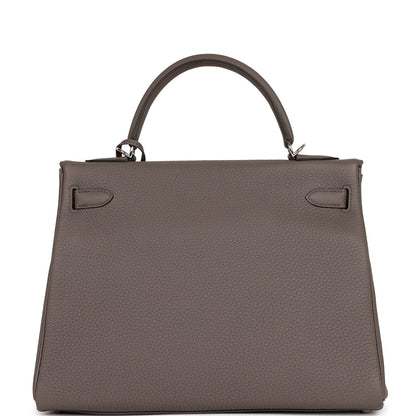 Hermes Kelly 32 Retourne Etain Togo Palladium Hardware