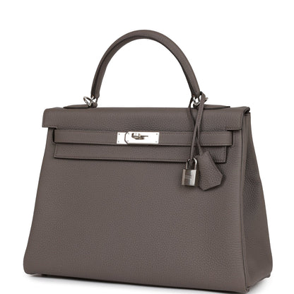 Hermes Kelly 32 Retourne Etain Togo Palladium Hardware