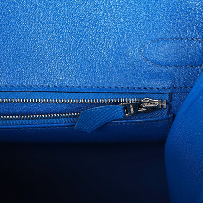 Hermes Birkin 30 Sellier Bleu France Epsom Palladium Hardware