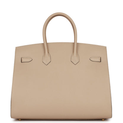 Hermes Birkin 35 Sellier Trench and Jaune Ambre Verso Epsom Permabrass Hardware
