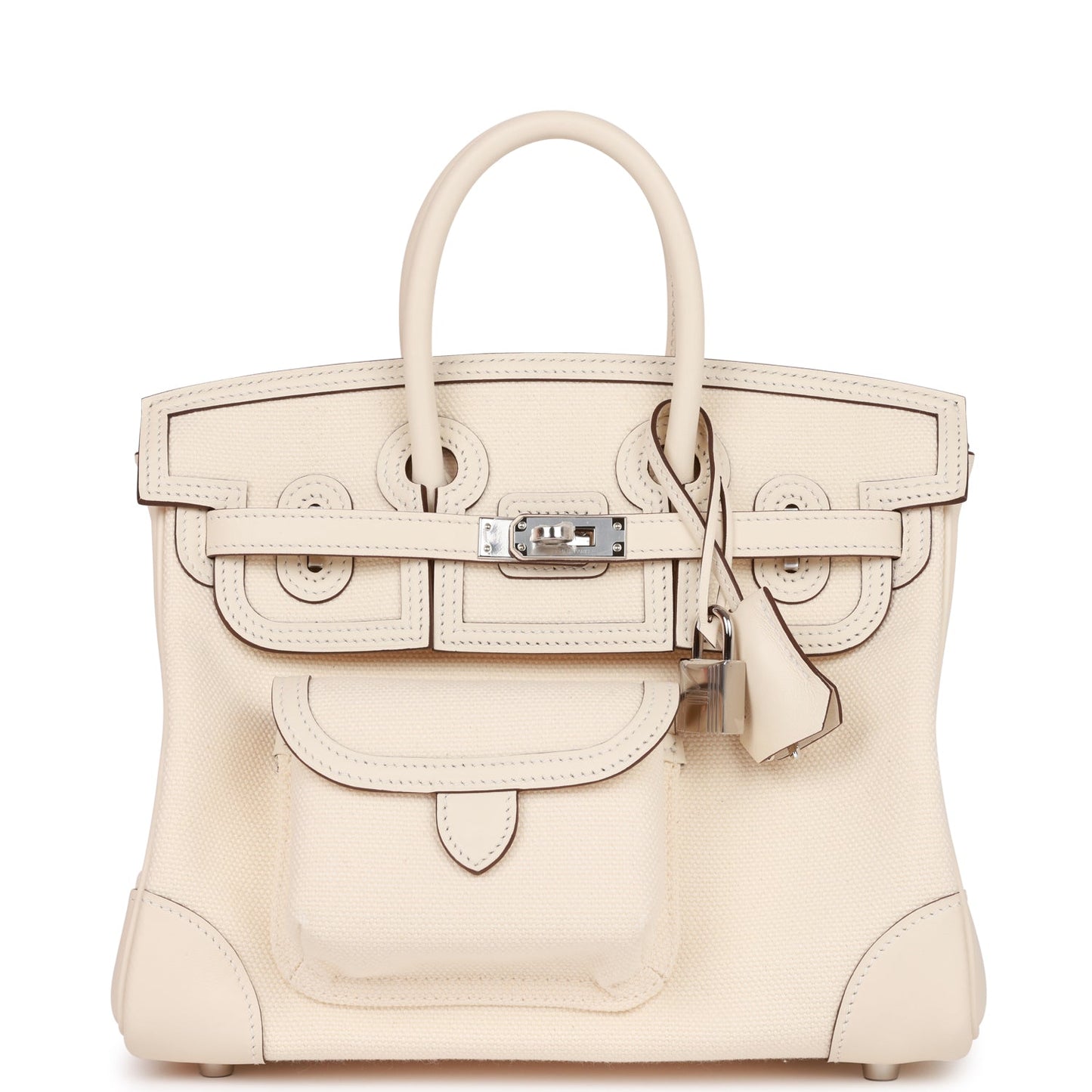 Hermes Birkin 25  Cargo Nata Swift and Toile Canvas Palladium Hardware