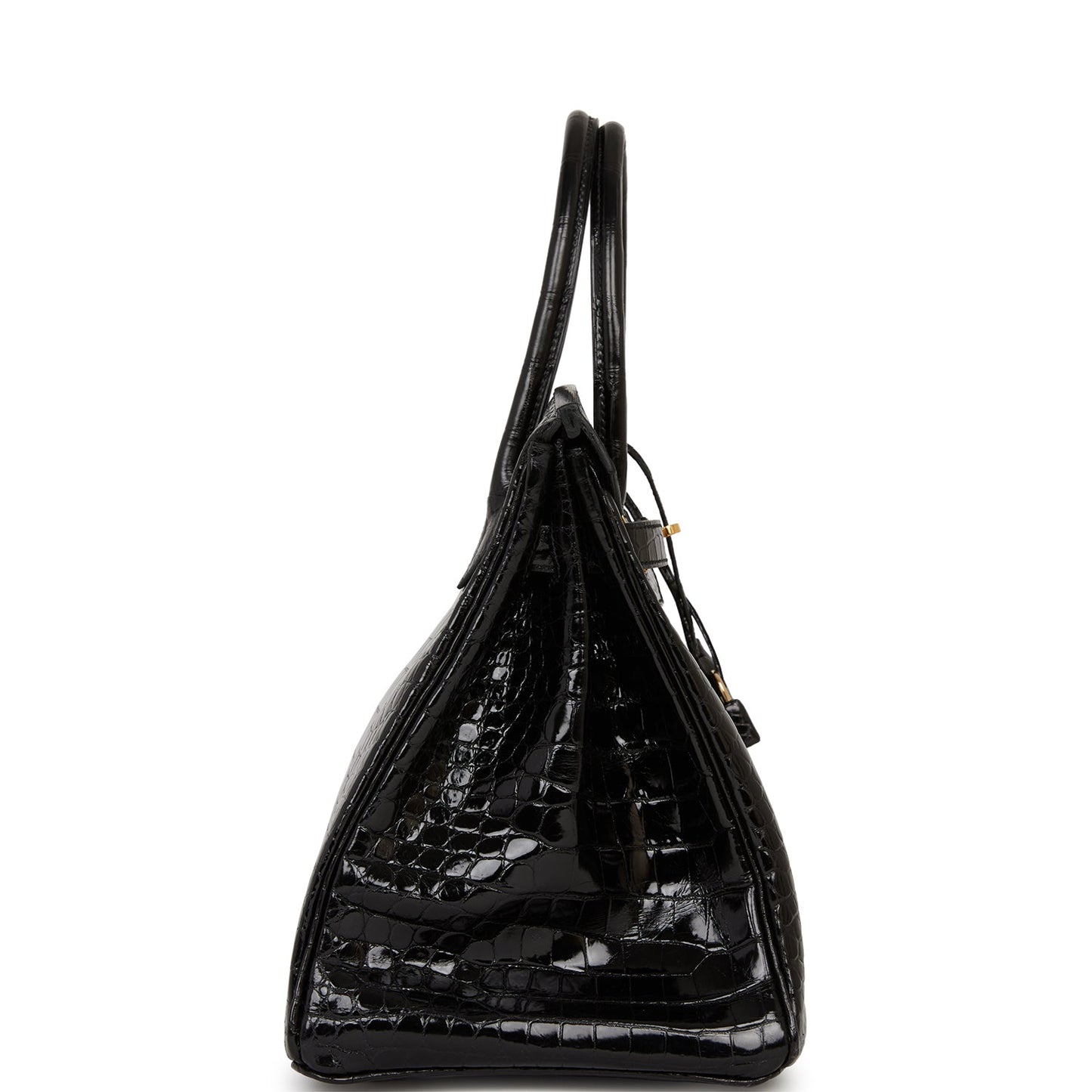 Hermes Birkin 35 Black Shiny Porosus Crocodile Gold Hardware