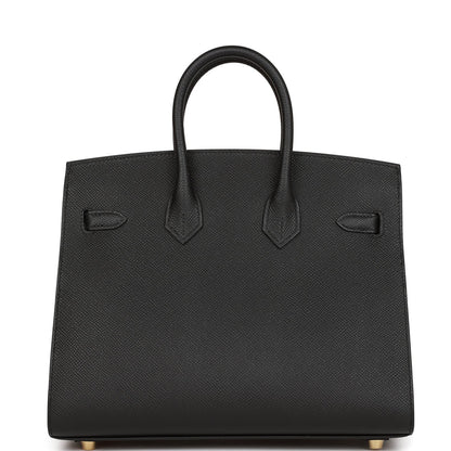Hermes Birkin 25 Sellier Black Epsom Gold Hardware