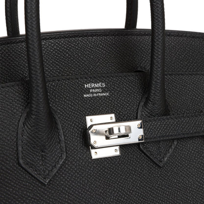 Hermes Birkin 25 Sellier Black Epsom Palladium Hardware