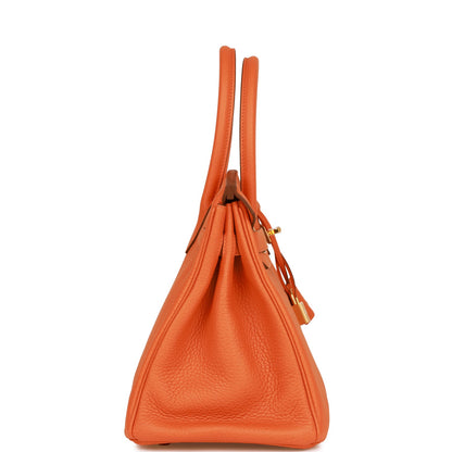 Hermes Birkin 30 Orange Clemence Gold Hardware