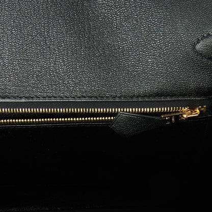Hermes Birkin 35 Black Shiny Porosus Crocodile Gold Hardware