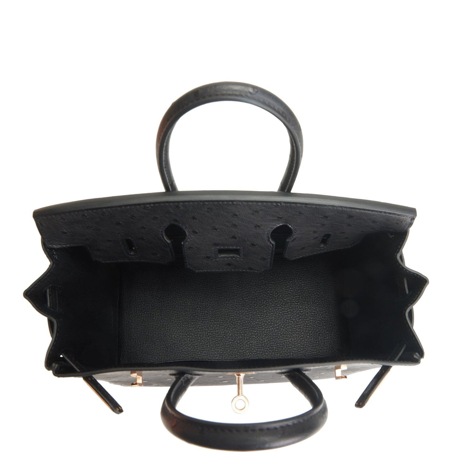 Hermes Birkin 25 Black Ostrich Rose Gold Hardware