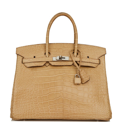 Hermes Birkin 35 Poussiere Matte Alligator Palladium Hardware