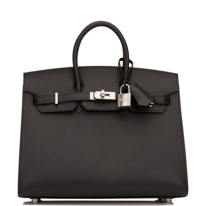 Hermes Birkin 25 Sellier Black Epsom Palladium Hardware
