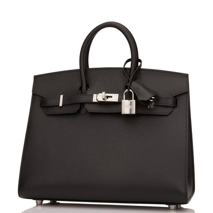 Hermes Birkin 25 Sellier Black Epsom Palladium Hardware