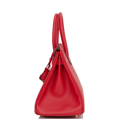 Hermes Birkin 30 Rouge Casaque Epsom Gold Hardware