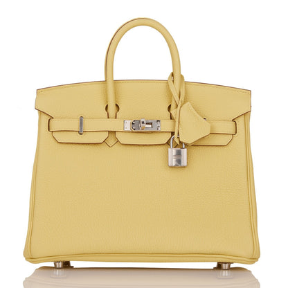 Hermes Birkin 25 Jaune Poussin Togo Palladium Hardware